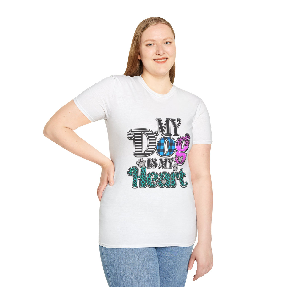 My Dog Is My Heart T-Shirt — Colorful Plaid