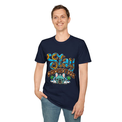 T-Shirt — "Stay Pawsitive" Floral Leopard Dog Graphic Tee
