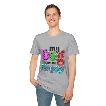 My Dog Makes Me Happy Colorful Retro Graphic