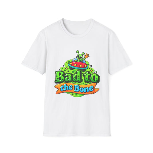 Bad to the Bone Alien T-Shirt — Cute UFO Cartoon Tee