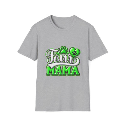 Dog Mama T-Shirt — "Fur Mama" Green Paw Print Tee
