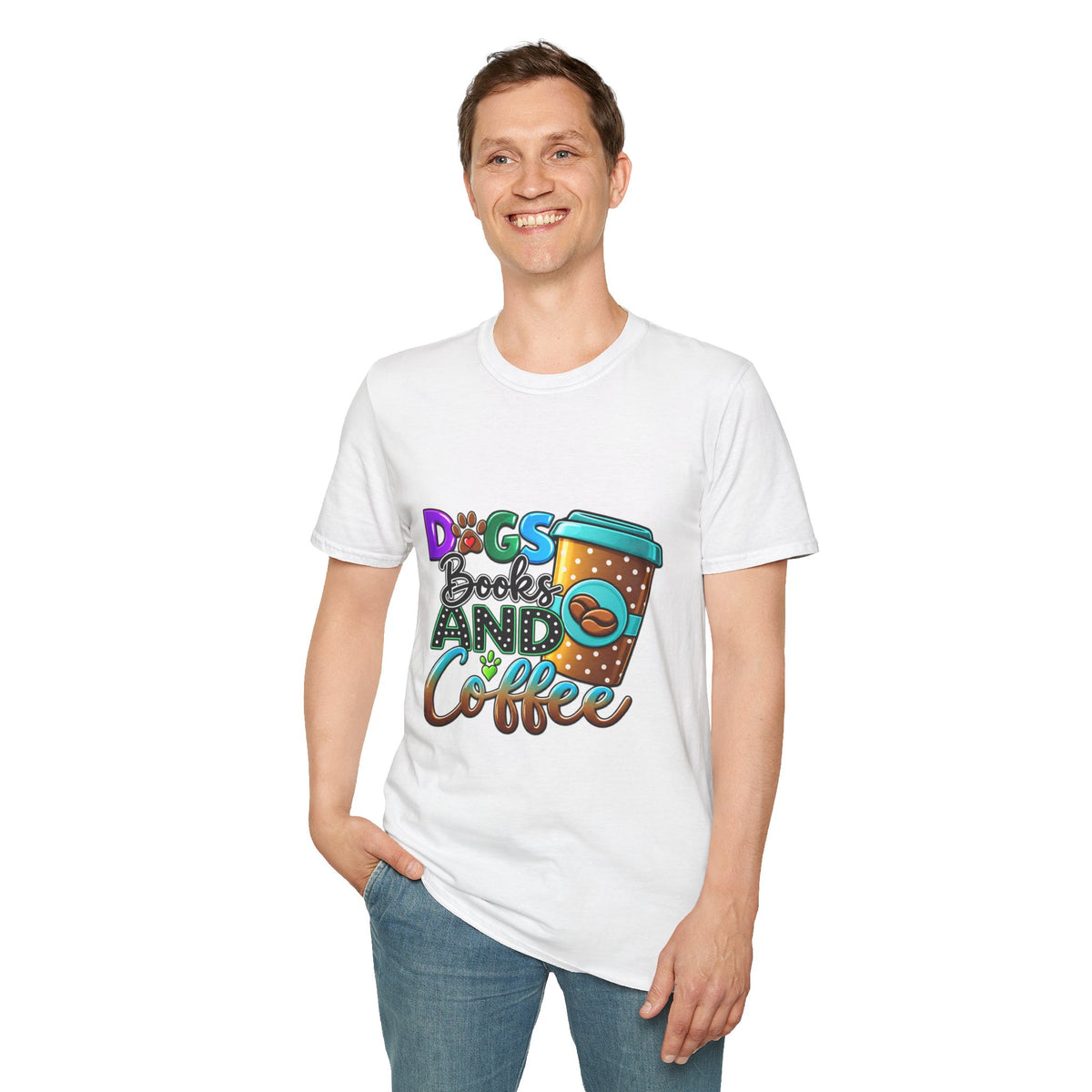 Dogs Books and Coffee T-Shirt