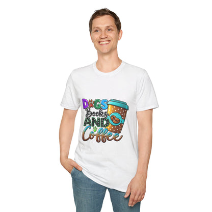 Dogs Books and Coffee T-Shirt