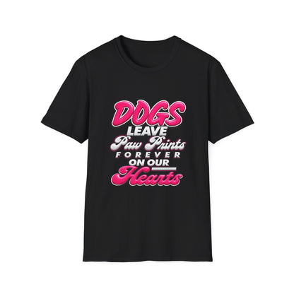 Dog Lover T-Shirt — "Dogs Leave Paw Prints Forever on Our Hearts" Graphic Tee
