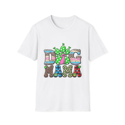 Dog Mama Tee — Colorful Paw & Cactus Graphic T-Shirt