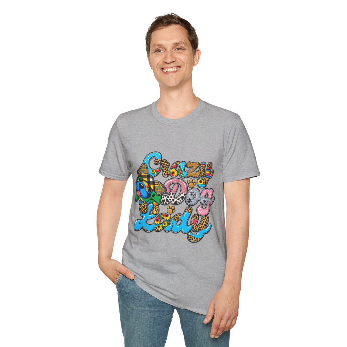 Crazy Dog Lady T-Shirt — Colorful Retro Dog Lover Tee