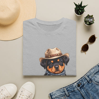 Cowboy Rottweiler T-Shirt Cute Puppy in Cowboy Hat