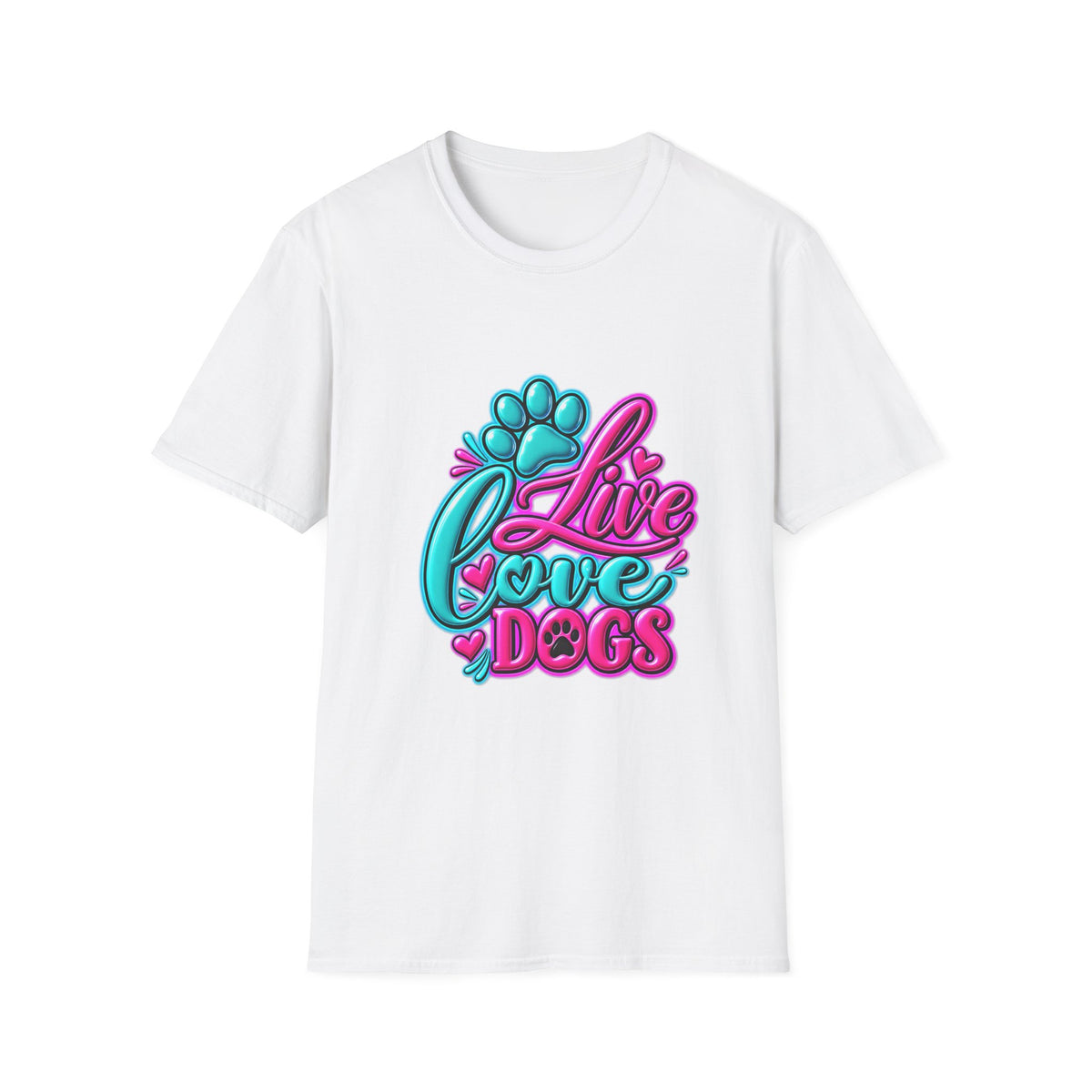 Live Love Dogs Graphic T-Shirt – Cute Paw Print Dog Lover Tee