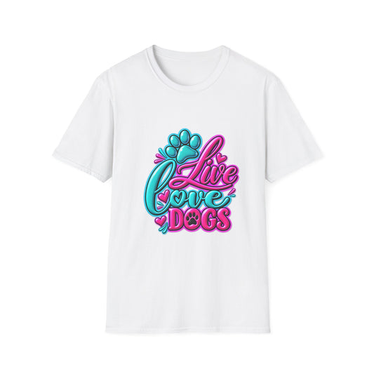 Live Love Dogs Graphic T-Shirt – Cute Paw Print Dog Lover Tee