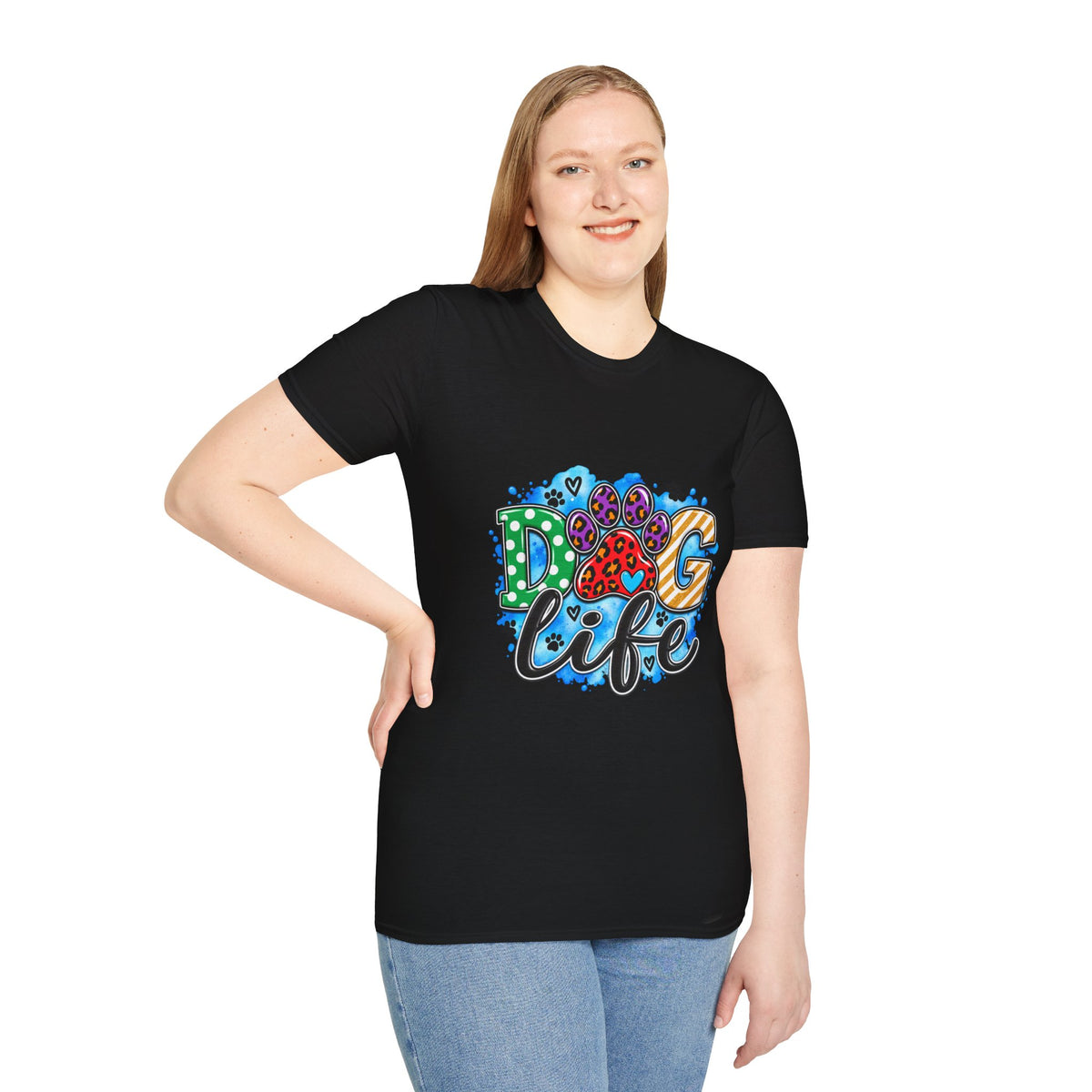 Dog Life T-Shirt — Colorful Paw Print Rescue Lover Tee