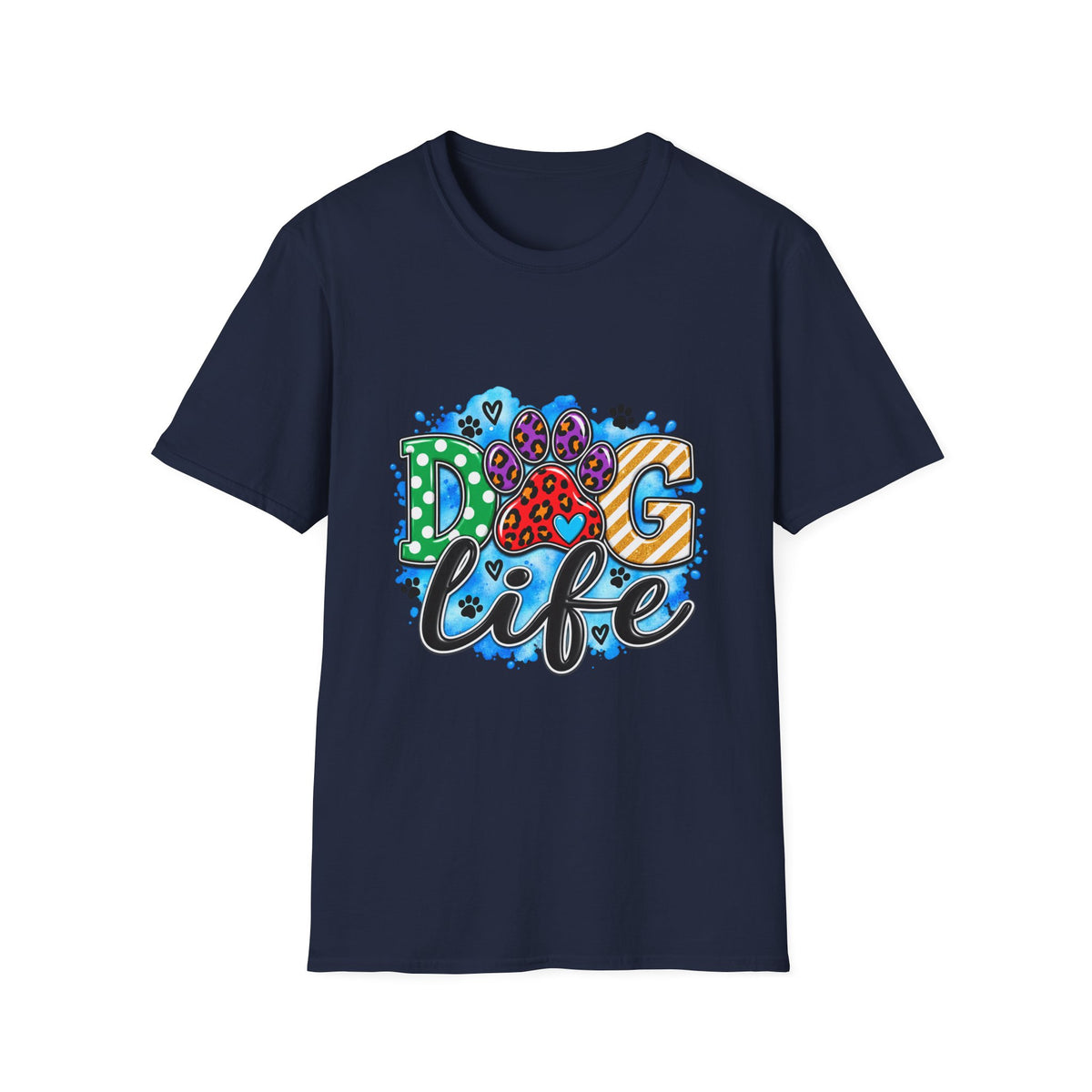 Dog Life T-Shirt — Colorful Paw Print Rescue Lover Tee