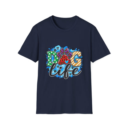 Dog Life T-Shirt — Colorful Paw Print Rescue Lover Tee
