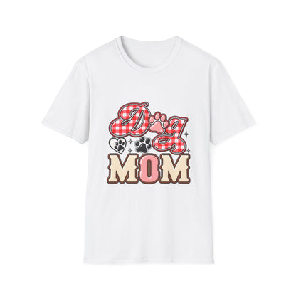 Dog Mom T-Shirt — Red Gingham Paw Graphic Tee