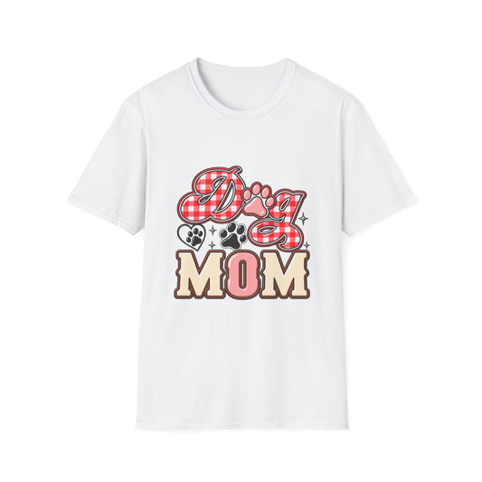 Dog Mom T-Shirt — Red Gingham Paw Graphic Tee