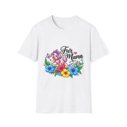 "Fur Mama" Colorful Puppy Floral Graphic Tee