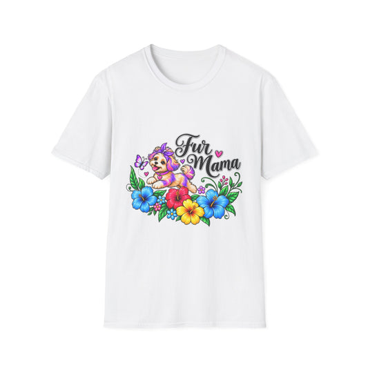 "Fur Mama" Colorful Puppy Floral Graphic Tee