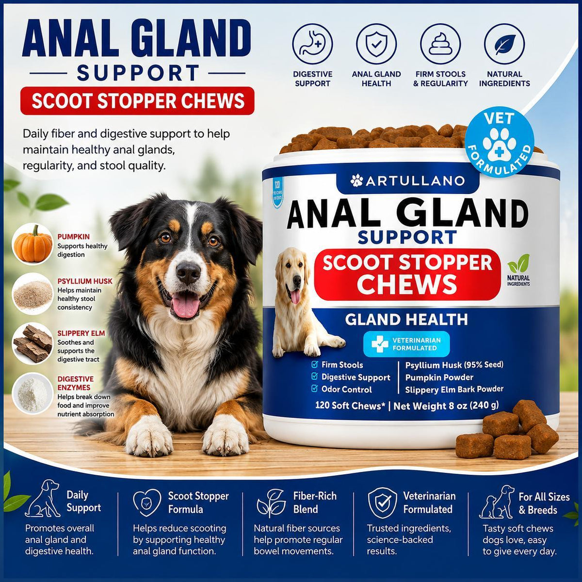 Anal Gland Support Chews for Dogs – Fiber Blend