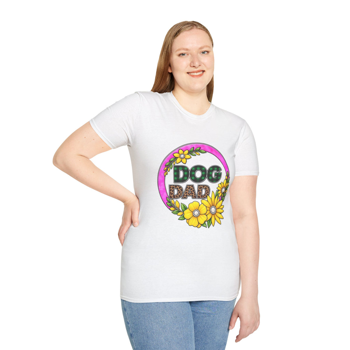 Dog Dad T‑Shirt — Floral Plaid Pet Lover Tee