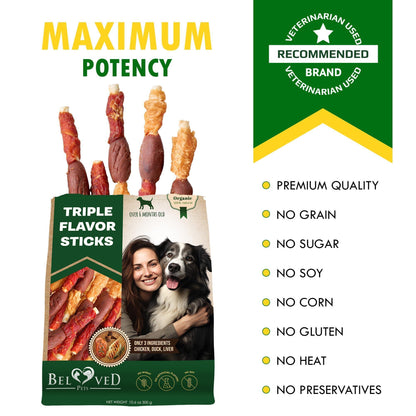 Triple Flavor Duck Chicken Dog Rawhide Chews