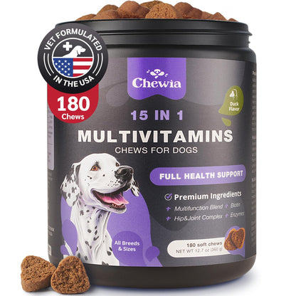 Dog Vitamins 15-in-1 Multivitamin Chews with MSM