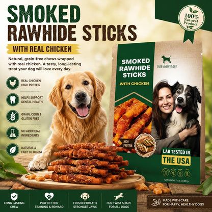 Chicken-Wrapped Rawhide Sticks for Dogs