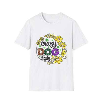 Crazy Dog Lady T-Shirt — Floral Paw Print Women's Tee
