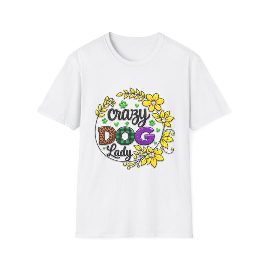 Crazy Dog Lady T-Shirt — Floral Paw Print Women's Tee