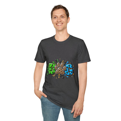 Dog Paw Splash T-Shirt Leopard Print Paw Graphic