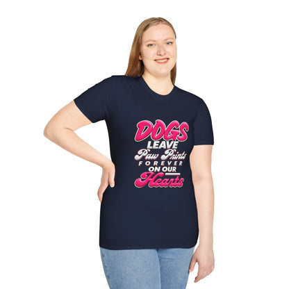 Dog Lover T-Shirt — "Dogs Leave Paw Prints Forever on Our Hearts" Graphic Tee