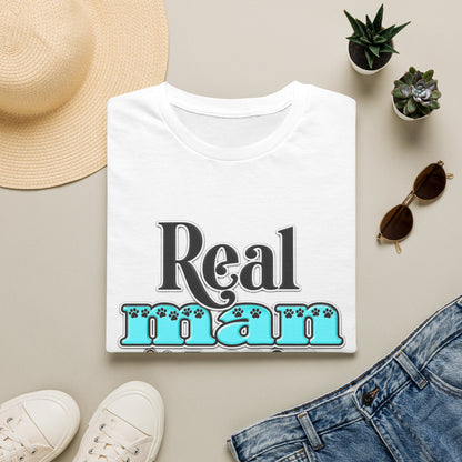 Real Man Loves Dogs T-Shirt — Vintage Paw Print Graphic