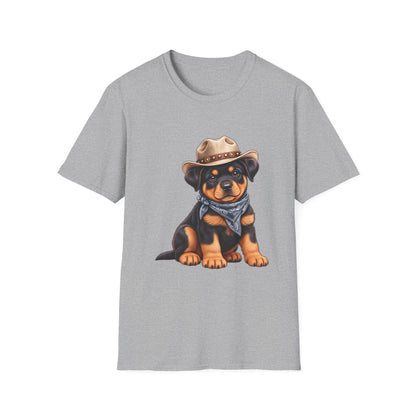 Cowboy Rottweiler T-Shirt Cute Puppy in Cowboy Hat