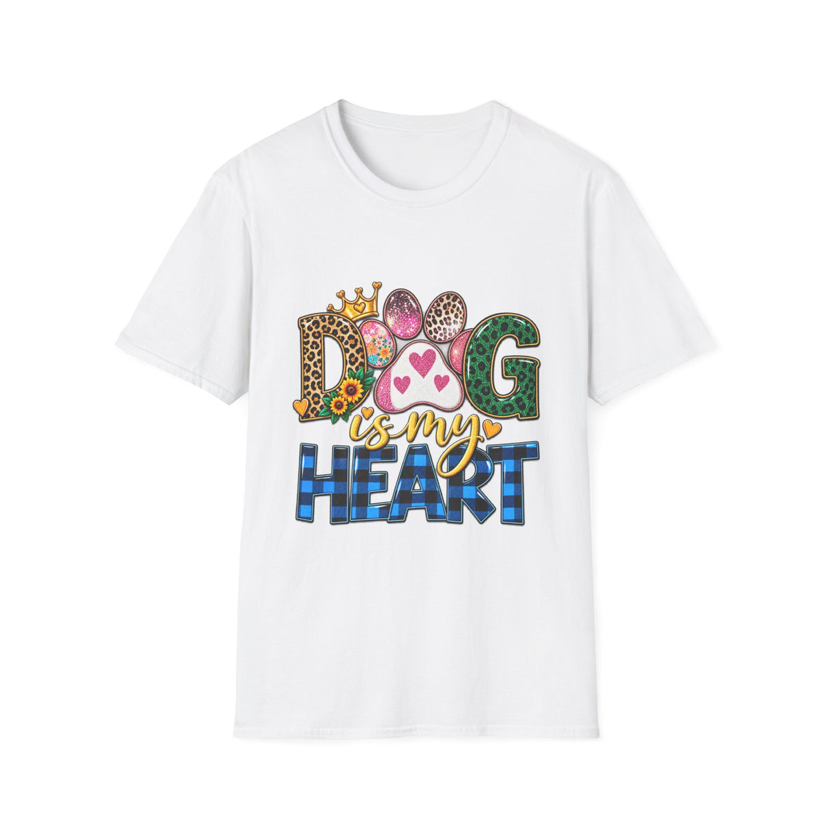 Dog Is My Heart T-Shirt — Colorful Paw Print