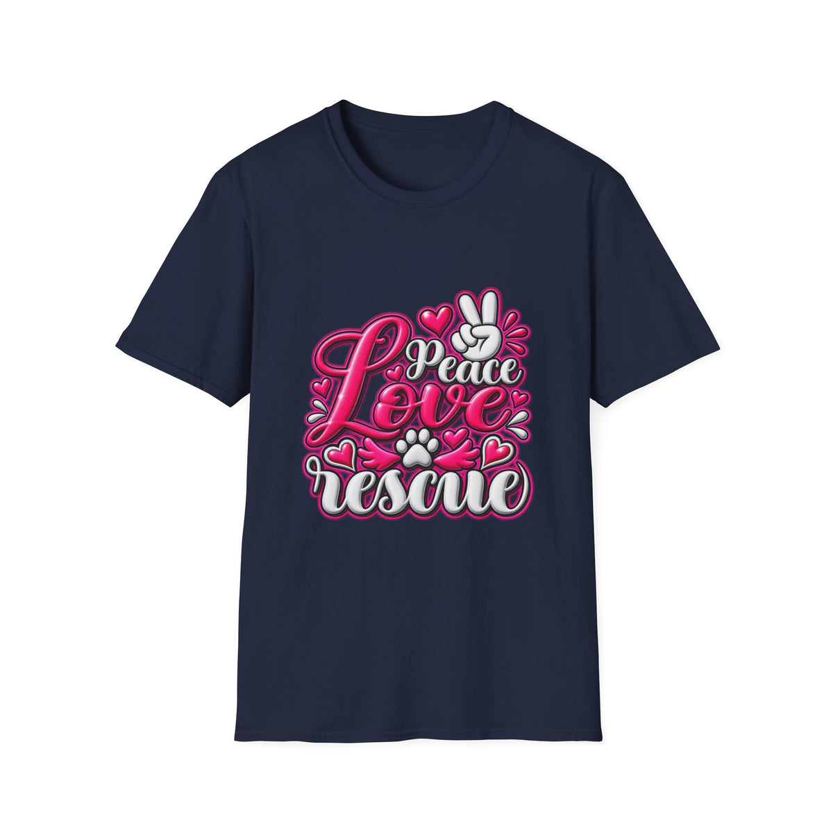 Rescue Love T-Shirt — "Peace Love Rescue" Pet Rescue Animal Advocate Tee