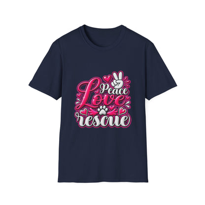 Rescue Love T-Shirt — "Peace Love Rescue" Pet Rescue Animal Advocate Tee