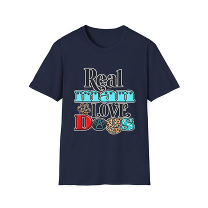 Real Man Loves Dogs T-Shirt — Vintage Paw Print Graphic