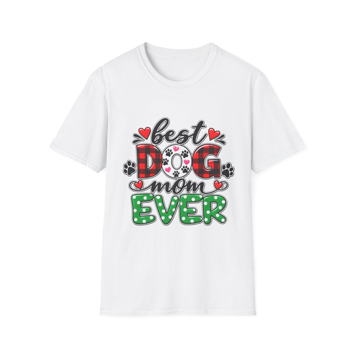 Best Dog Mom Ever T-Shirt — Plaid & Paw Print