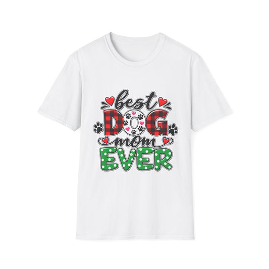 Best Dog Mom Ever T-Shirt — Plaid & Paw Print