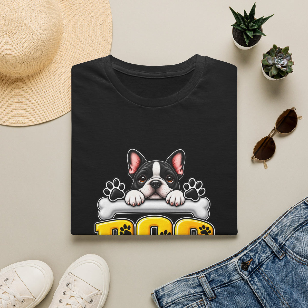 Cute French Bulldog Paw Print Graphic Tee