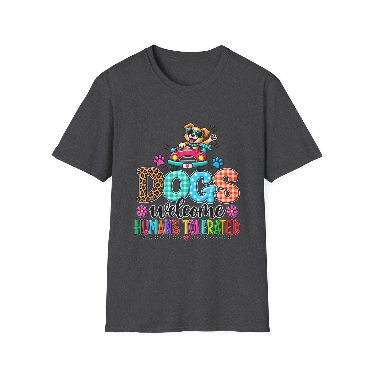 Dogs Welcome Graphic T-Shirt — Cute Puppy Car Design