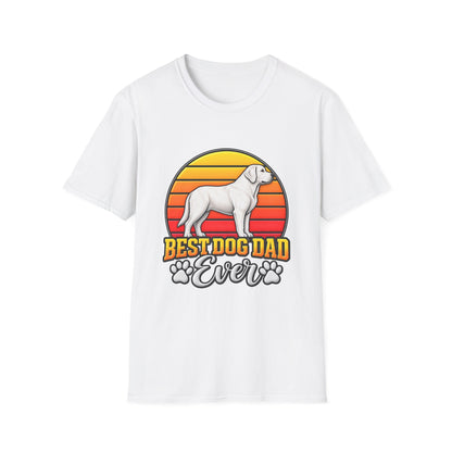 Best Dog Dad Ever T-Shirt — Retro Labrador Paw Print Dad Tee
