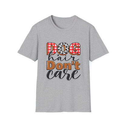 Dog Hair Don't Care T-Shirt — Cute Plaid & Paw Graphic Tee for Dog Lovers