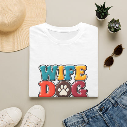 "Wife Dog Mom Boss" Colorful Paw Print Tee