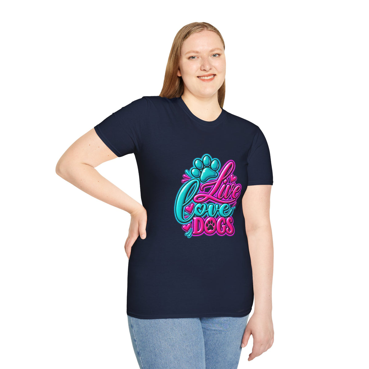 T-Shirt — Live Love Dogs Colorful Paw Graphic