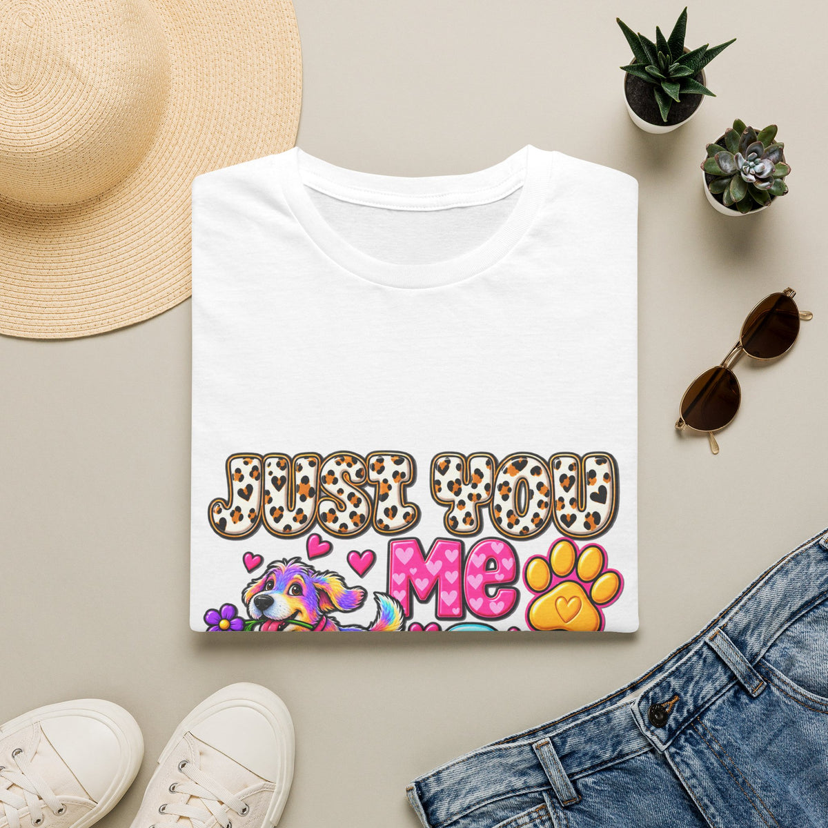 Just Feed Me & the Dogs T-Shirt — Cute Colorful Pet Lover Graphic Tee