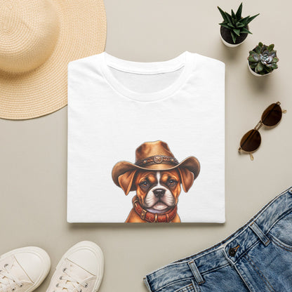 Cute Puppy Wearing Cowboy Hat Graphic Tee