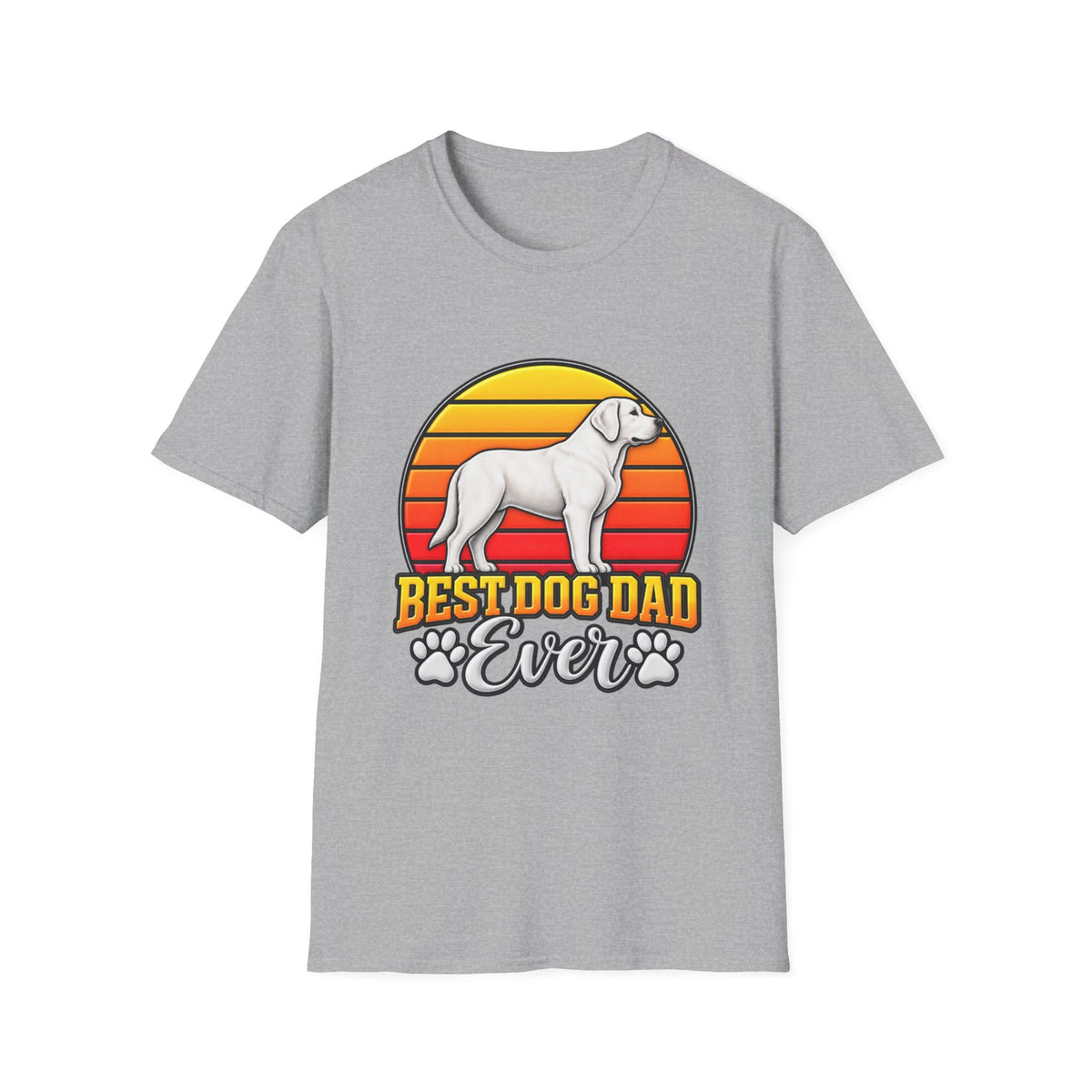 Best Dog Dad Ever T-Shirt — Retro Labrador Paw Print Dad Tee
