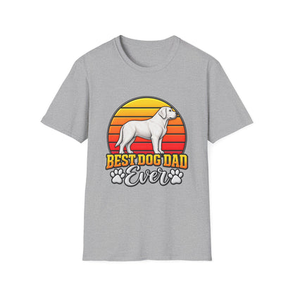 Best Dog Dad Ever T-Shirt — Retro Labrador Paw Print Dad Tee