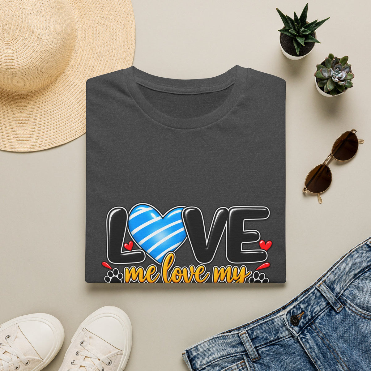 Love Me, Love My Dog" Cute Paw & Heart