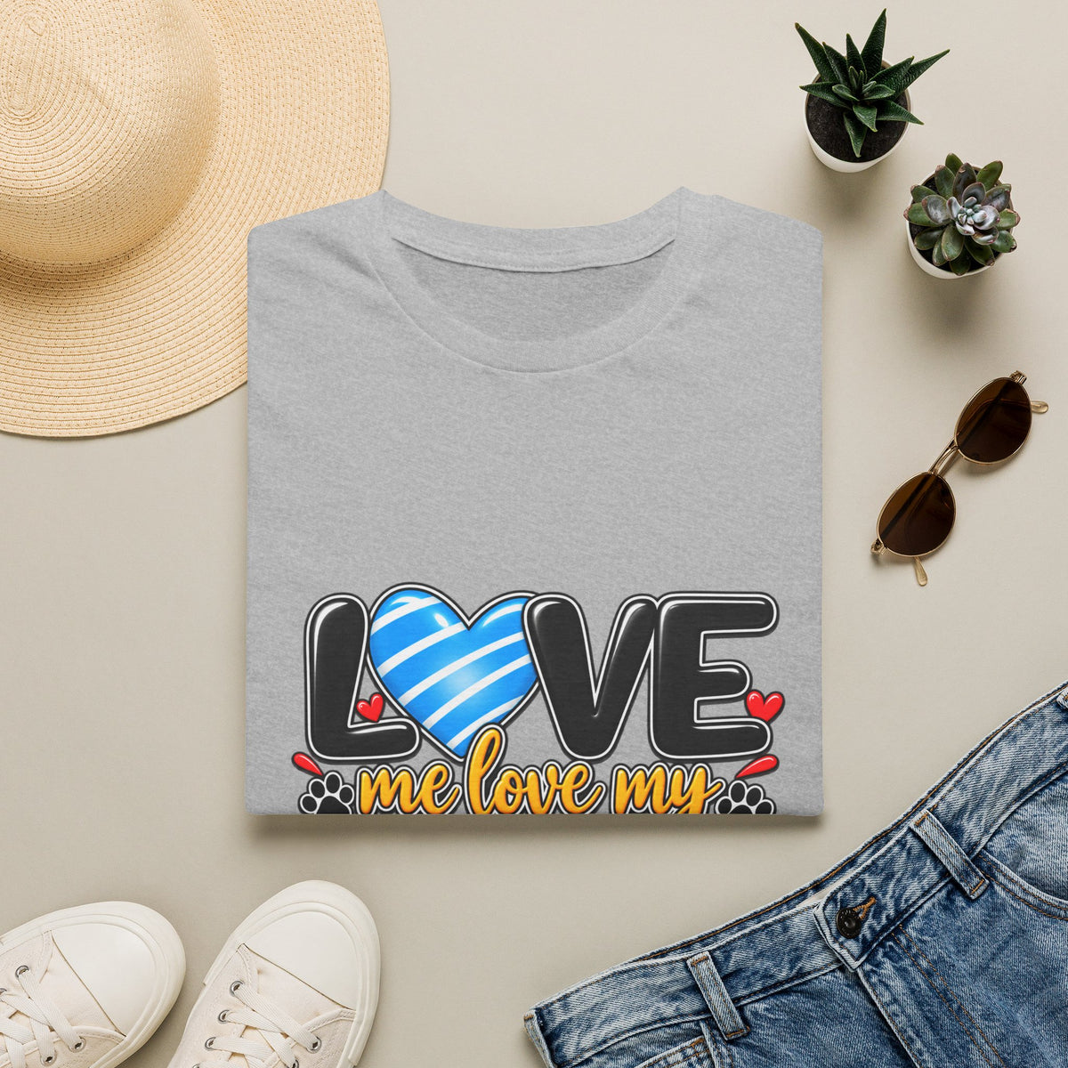 Love Me, Love My Dog" Cute Paw & Heart