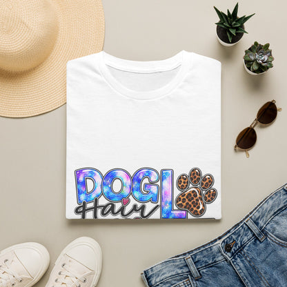 Dog Mom T-Shirt - "Dog Hair Don’t Care" Leopard Paw Graphic